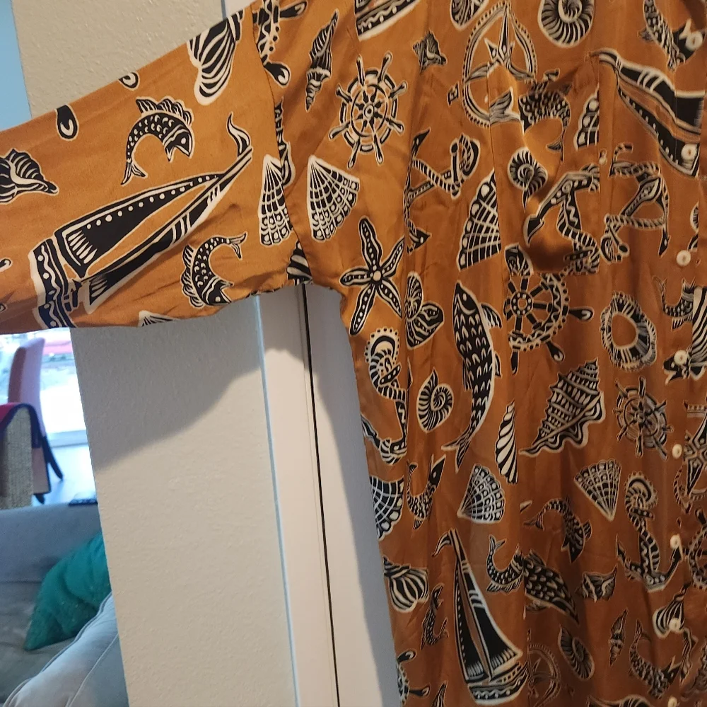 Brown Patterned Button-Up Shirt Dress - Picture 2 of 8